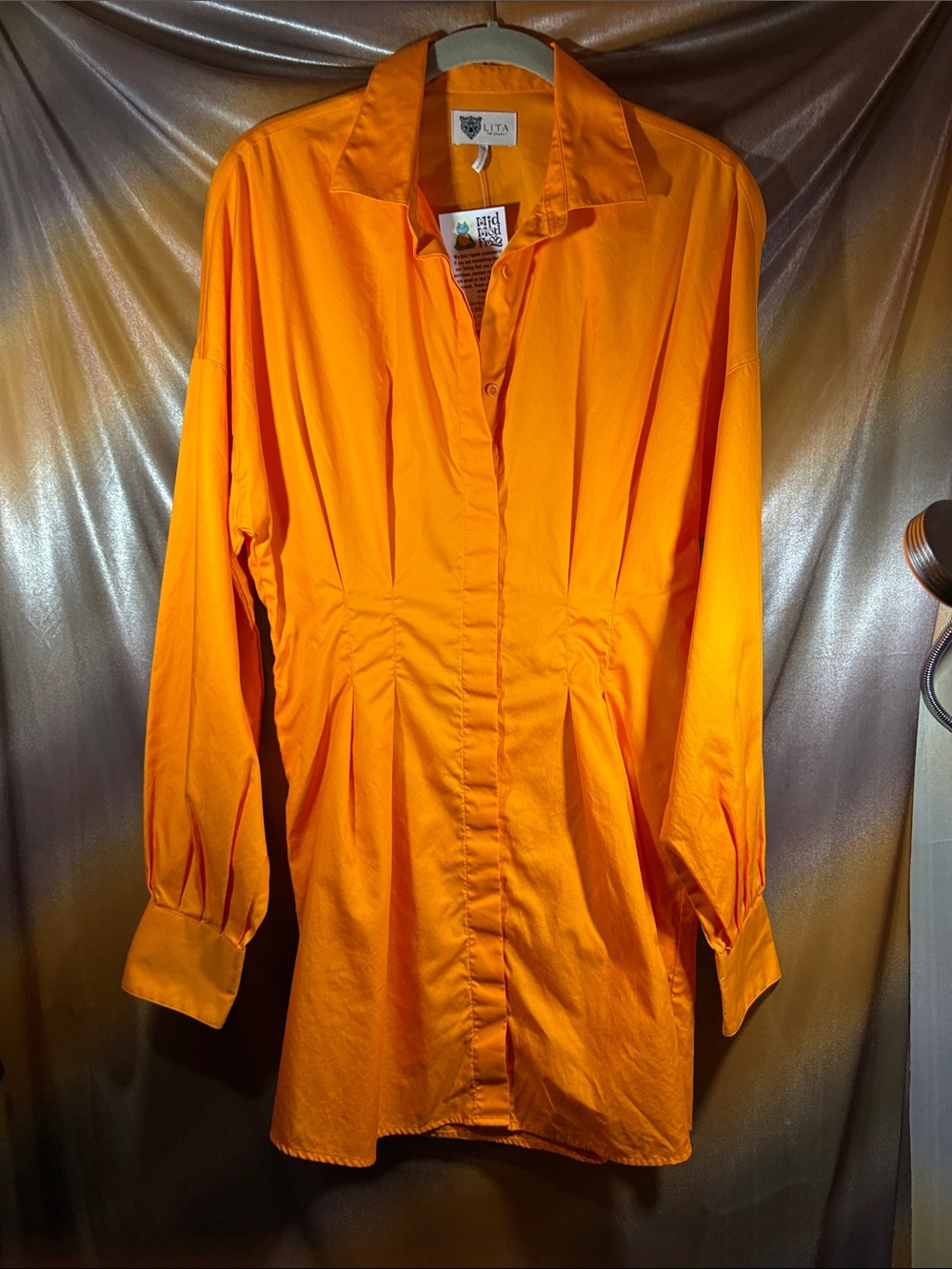 Kits by Ciara Bright Orange Button-Front Tunic Shirt dress. Gorgeous! NN